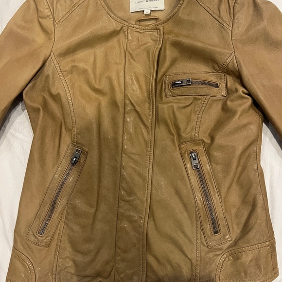 Lucky Brand Women's Tan Leather Jacket - Picture 2 of 7